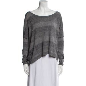 Theory WOOL Blend Women's Pullover Sweater MEDIUM Gray Striped APRILY C LUSTROUS